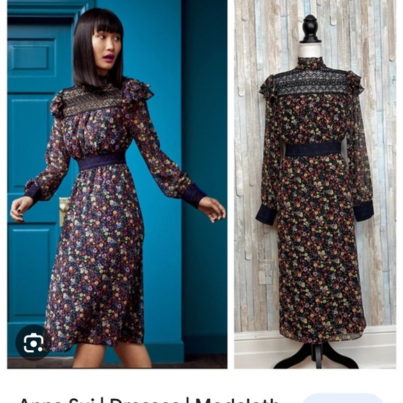 Modcloth x Anna Sui Ruffled Mockneck Dress - Picture 4 of 6